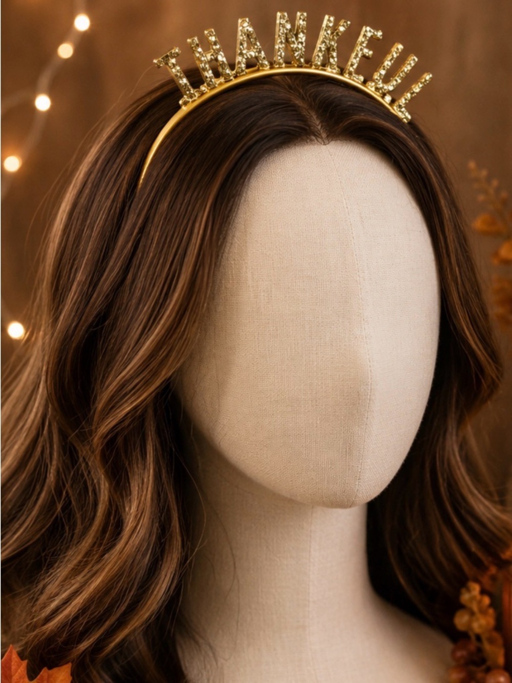 Gold Glitter Thankful Thanksgiving Headband